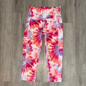 Pink and Purple Workout Crop Leggings